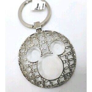 NEW Vintage Ornate Disney Mickey Mouse Silver Tone Keyring Keychain Disney China